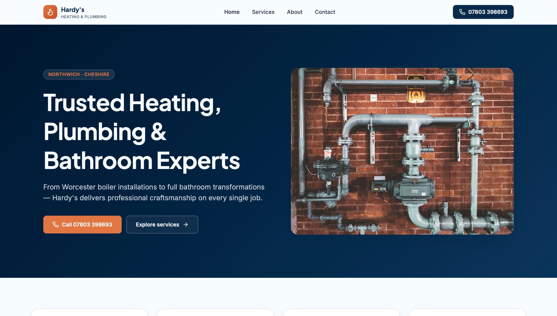 Hardy's Heating & Plumbing website preview