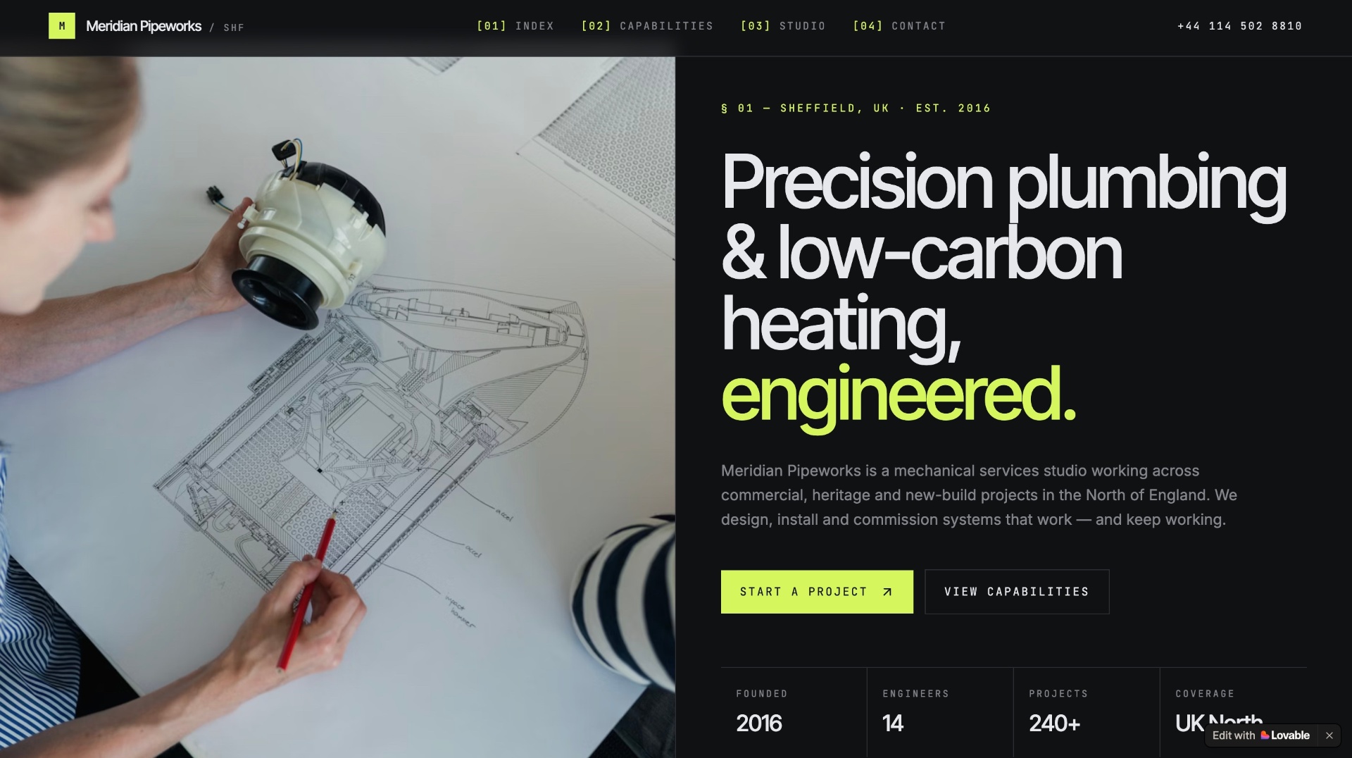 Meridian Pipeworks website preview